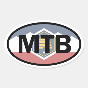 Adesivo Oval Utah Flag Mountain Biking Oval