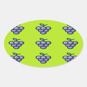 Adesivo Oval Uvas roxas em verde