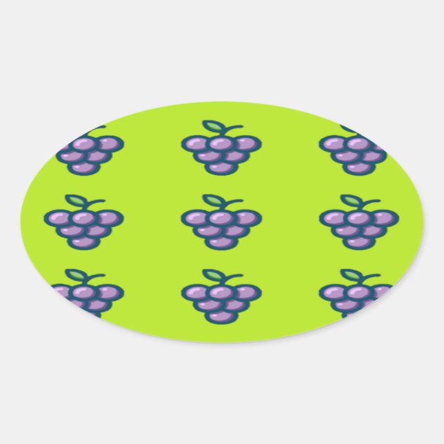 Adesivo Oval Uvas roxas em verde (Frente)