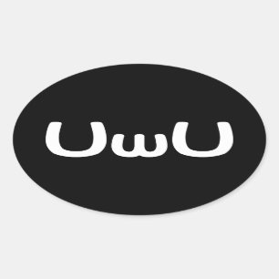 Adesivo Oval UwU Anime Happy Emoticon