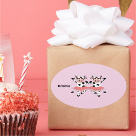 Adesivo Oval Vacas dançantes bonitas e engraçadas