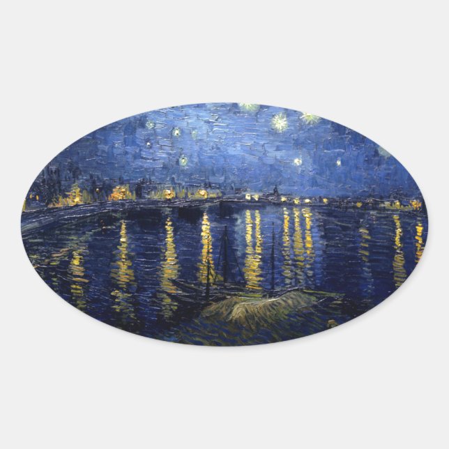 Adesivo Oval Van Gogh Starry Night Over Rhone (Frente)