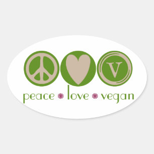 Adesivo Oval Vegan do amor da paz