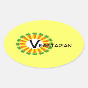 Adesivo Oval Vegetariano de Sun do círculo da cenoura