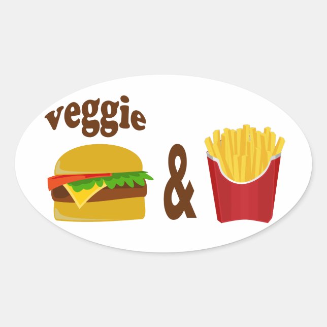 Adesivo Oval Veggie Burger e Fries (Frente)