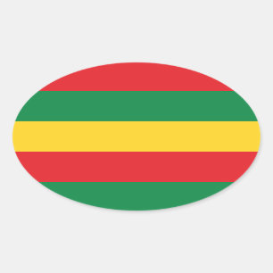 Adesivo Oval Verde, ouro (amarelo) e bandeira das cores