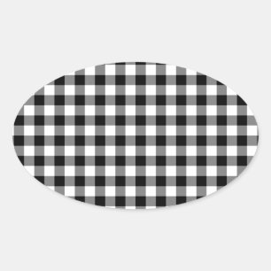 Adesivo Oval Verificações preto e branco do guingão