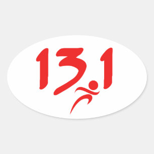 Adesivo Oval Vermelho 13,1 meia maratona