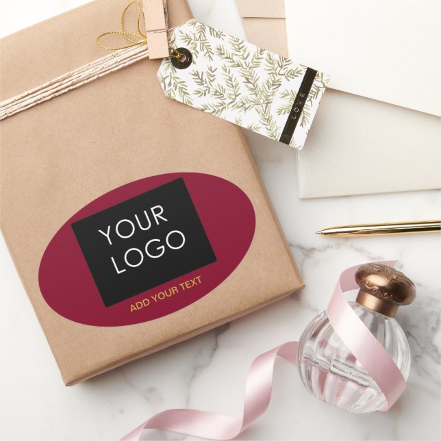 Adesivo Oval Vermelho brilhante Empresa personalizável adicione (Presentear)