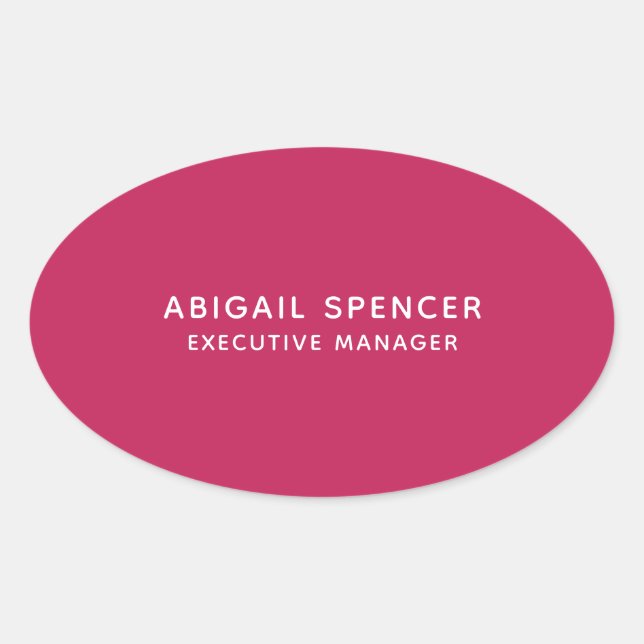 Adesivo Oval Vermelho Rosa Clássico Simples Moderno (Frente)