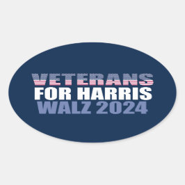 Adesivo Oval Veteranos para Harris Walz 2024 Eleição Azul