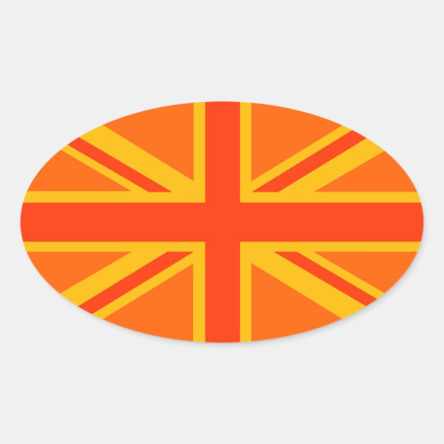 Adesivo Oval Vibrant Orange Union Jack British Flag Swag (Frente)