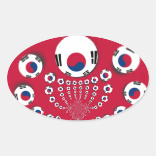 Adesivo Oval Vibrant Red Kaleidoscope Design da Coreia do Sul