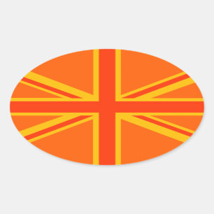 Adesivo Oval Vibrante Orange Union Jack British Flag Swag