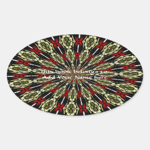 Adesivo Oval Vidro vermelho e Dourado Caleidoscópio