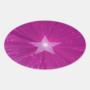 Adesivo Oval Vinheta-adesivo-estrela rosa, oval