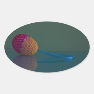 Adesivo Oval Vinheta azul e verde de Oval de Feriado de Páscoa