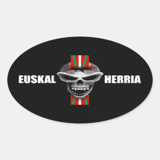 Adesivo Oval Vinheta Basca Crânio