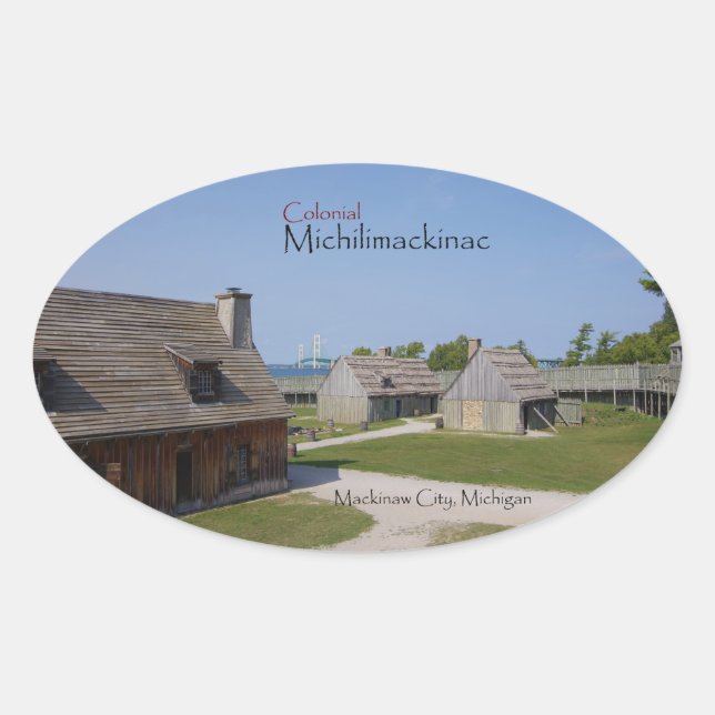 Adesivo Oval Vinheta Colonial Michilimackinac (Frente)