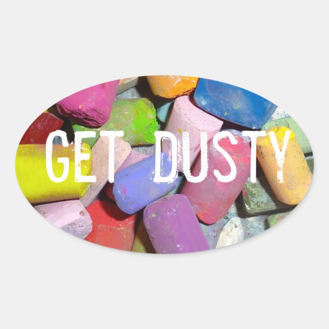 Adesivo Oval Vinheta de Artista Pastel (Frente)