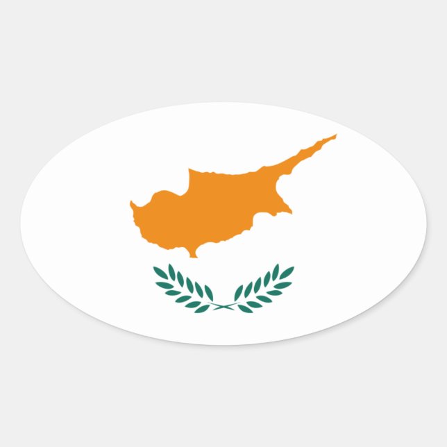 Adesivo Oval Vinheta de bandeira cipriota (Frente)
