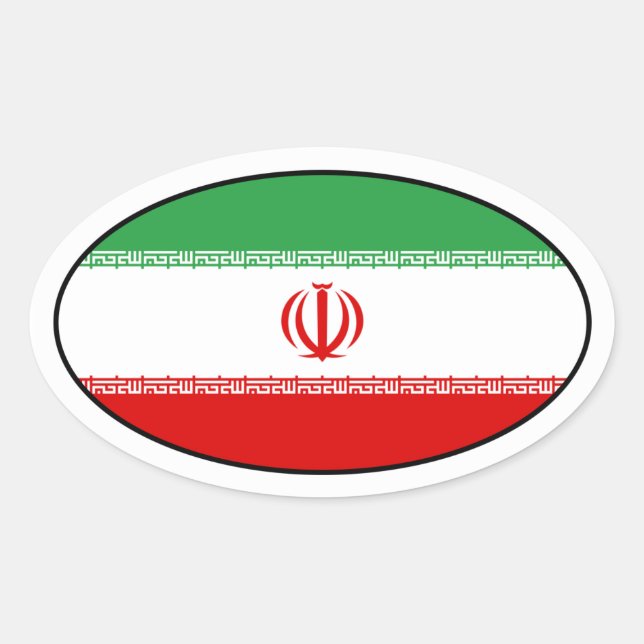 Adesivo Oval Vinheta de bandeira iraniana (Frente)