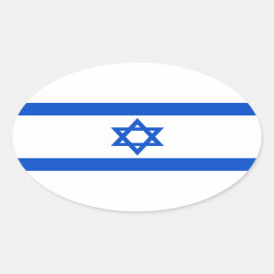 Adesivo Oval Vinheta de bandeira israelita