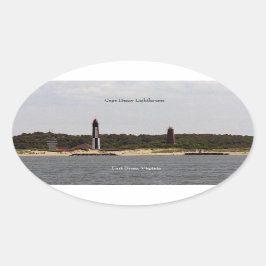 Adesivo Oval Vinheta de Farol de Cape Henry Lighthouse
