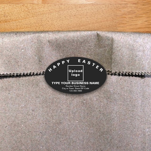 Adesivo Oval Vinheta de Forma Oval para Empresas de Páscoa Negr (Criador carregado)