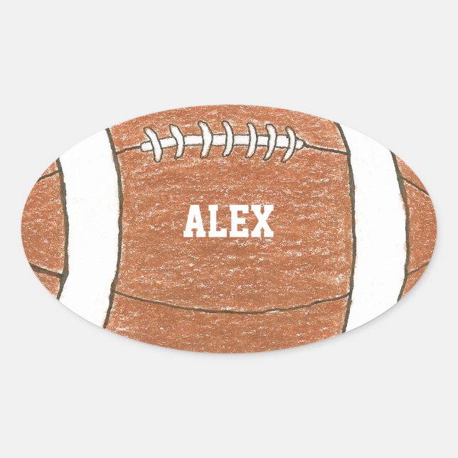 Adesivo Oval Vinheta de futebol com nome (Frente)