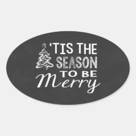 Adesivo Oval Vinheta de Natal de Quadro Quadrado