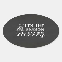 Adesivo Oval Vinheta de Natal de Quadro Quadrado