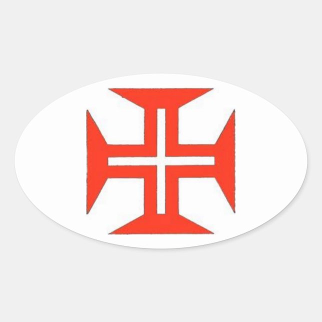 Adesivo Oval Vinheta de Oval Cruz Portuguesa (Frente)