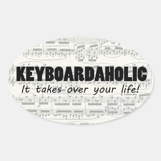 Adesivo Oval Vinheta de Oval de Vida Keyboardaholic (Frente)