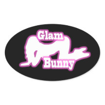 Vinheta de Oval do Glam Bunny Rosa