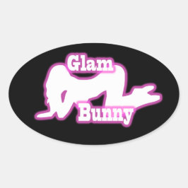 Adesivo Oval Vinheta de Oval do Glam Bunny Rosa