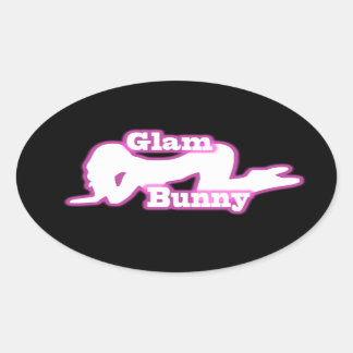 Adesivo Oval Vinheta de Oval do Glam Bunny Rosa