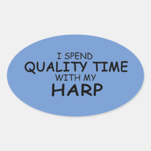 Adesivo Oval Vinheta de Oval Harp de Tempo de Qualidade
