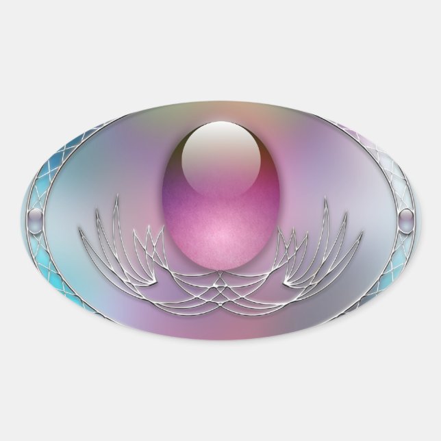 Adesivo Oval Vinheta de Ovos de Páscoa (Frente)