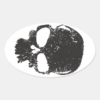 Adesivo Oval Vinheta Delta Skull