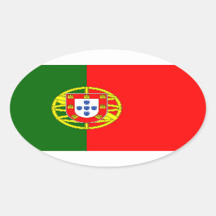 Adesivo Oval Vinheta do país de bandeira portuguesa   Pavilhão 