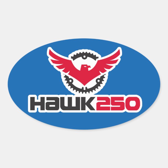 Adesivo Oval Vinheta Oval Azul do Logotipo Hawk 250 (Frente)