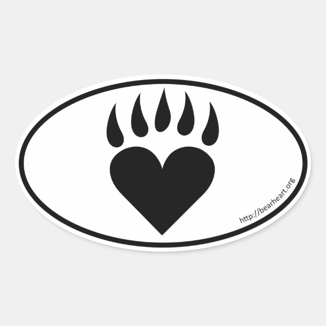 Adesivo Oval Vinheta Oval BearHeart (Frente)