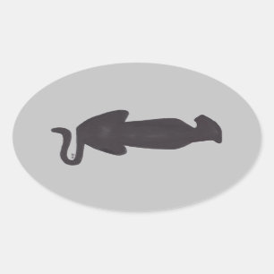 Adesivo Oval Vinheta oval Black Cat Silhouette