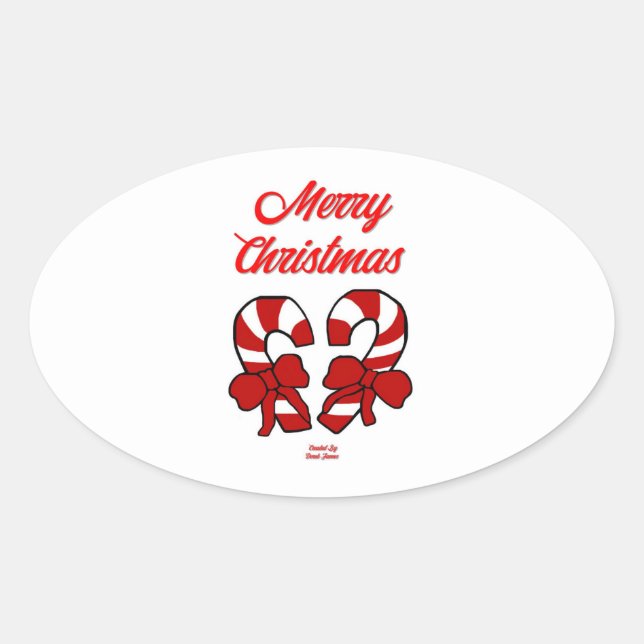Adesivo Oval Vinheta Oval Candy de Natal (Frente)