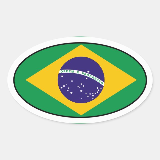 Adesivo Oval Vinheta Oval com Sinalizador Brasil (Frente)