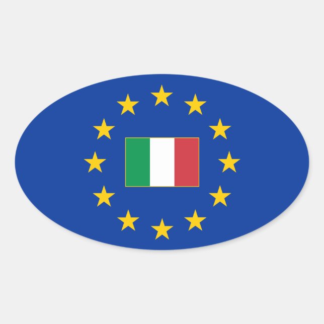 Adesivo Oval Vinheta Oval da União Europeia Itália (Frente)