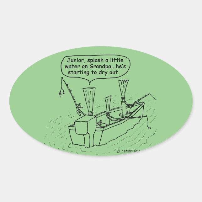 Adesivo Oval Vinheta Oval das Letras de Pesca (Frente)