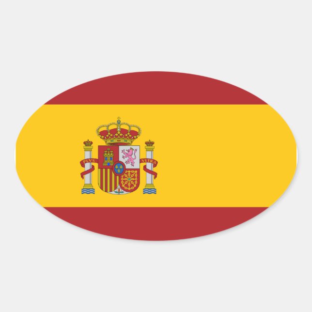 Adesivo Oval Vinheta Oval de Bandeira Nacional da espanha (Frente)