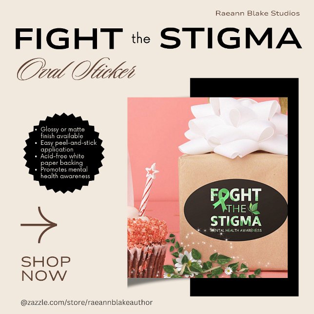 Adesivo Oval Vinheta Oval de Consciência da Saúde Mental (Criador carregado)